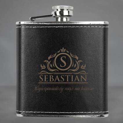 Grawerowana piersiówka w skórze DLA MĘŻA