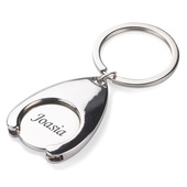 Brelok z żetonem i grawerem – praktyczny PREZENT DLA ZAKUPOHOLIKA