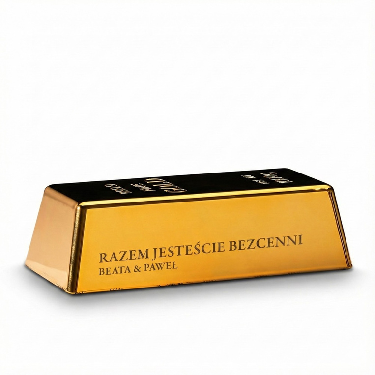 Sztabka złota z grawerem „Razem jesteście bezcenni" PREZENT NA ŚLUB ROCZNICĘ
