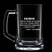 Kufel do piwa z grawerem słów z utworu DŻEM – prezent z przesłaniem