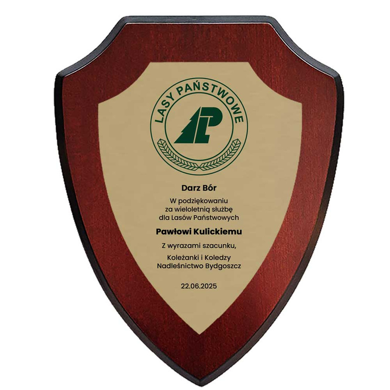 Dyplom DLA LEŚNIKA – podziękowanie ZA SŁUŻBĘ W LASACH PAŃSTWOWYCH
