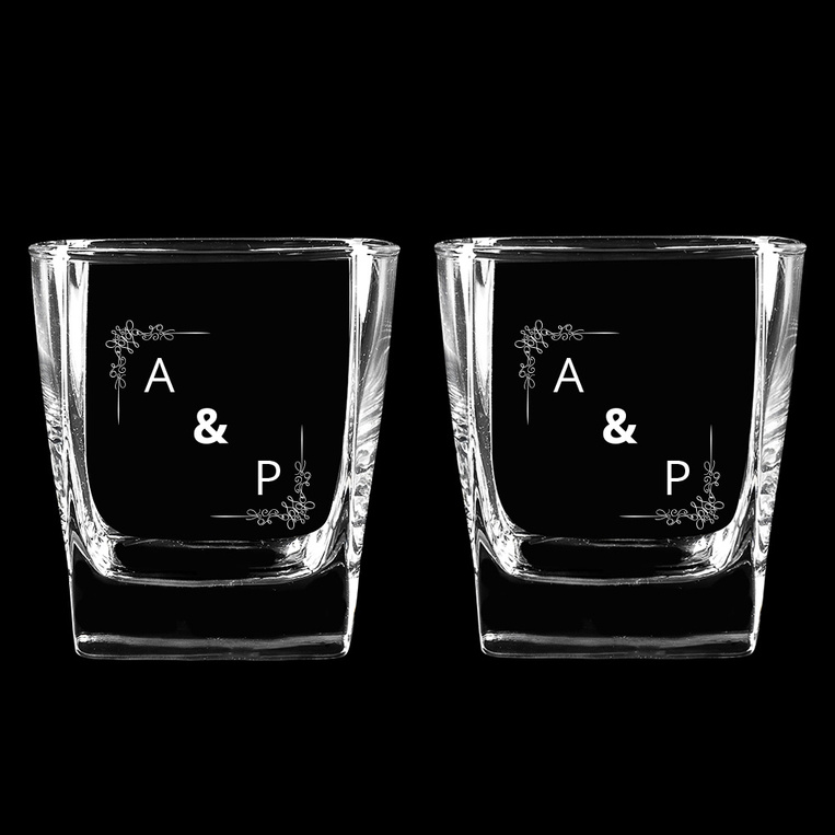 2 Szklanki do whisky z grawerem pierwszych liter imion DLA PARY