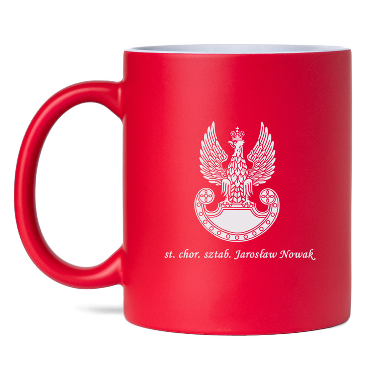 Kubek ceramiczny z grawerem wojskowym – orzełek, stopień, nazwisko
