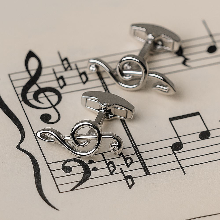 Spinki do mankietów KLUCZ WIOLINOWY – prezent DLA MUZYKA