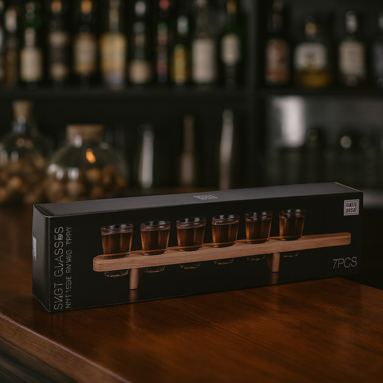 Deska z kieliszkami do shotów z grawerem ZESTAW PODRĘCZNY + IMIĘ