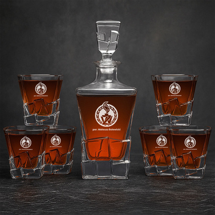Karafka i 6 szklanek z grawerem Żandarmeria Wojskowa - zestaw do whisky