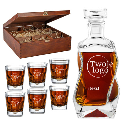 FIRMOWY UPOMINEK karafka i 6 szklanek PERSONALIZOWANY GRAWER