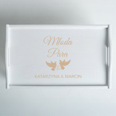 Grawerowany Stolik śniadaniowy biały PREZENT ŚLUBNY od znajomych