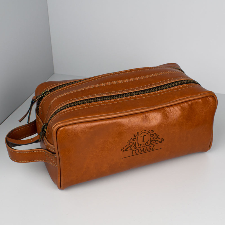 Personalizowana skórzana kosmetyczka GRAWER MONOGRAMU i IMIENIA