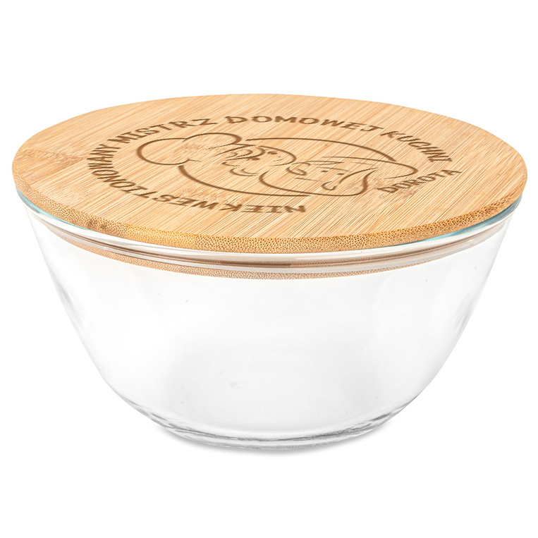 Szklana salaterka z bambusowym wieczkiem NA PREZENT DLA NIEJ twój grawer