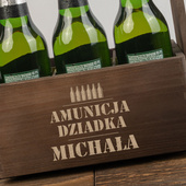 Nosidło drewniane na piwo DLA DZIADKA z grawerem AMUNICJA DZIADKA + IMIĘ