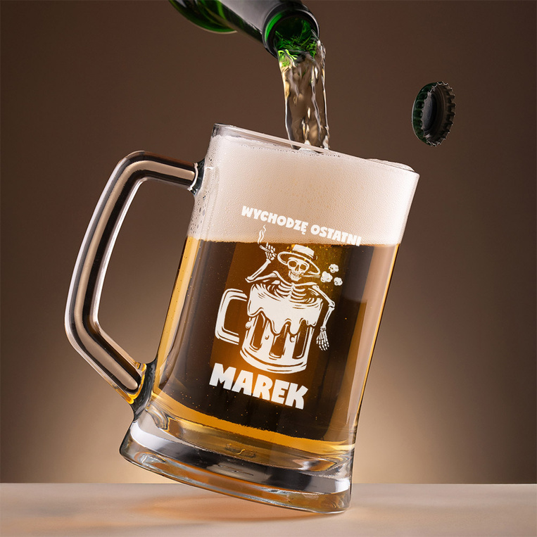 Kufel z grawerem WYCHODZĘ OSTATNI + IMIĘ prezent dla IMPREZOWICZA