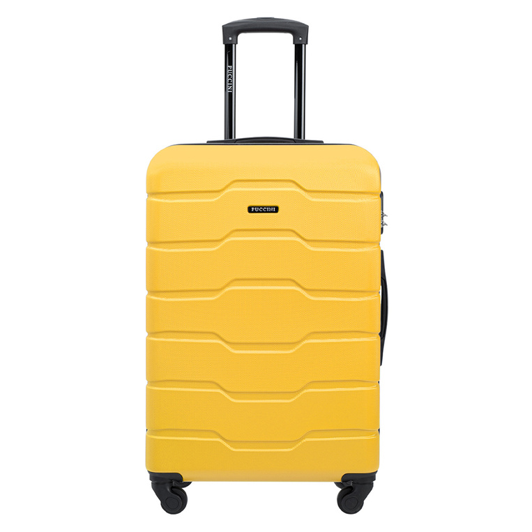 Walizka podróżna średnia Puccini – żółta, OZNAKOWANA GRAWEREM INICJAŁY
