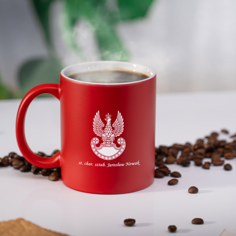 Kubek ceramiczny z grawerem wojskowym – orzełek, stopień, nazwisko