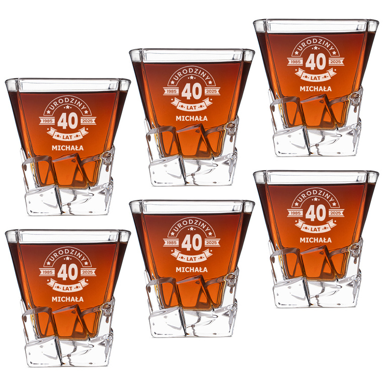 Szklanki z grawerem na 40. URODZINY – prezent w skrzynce