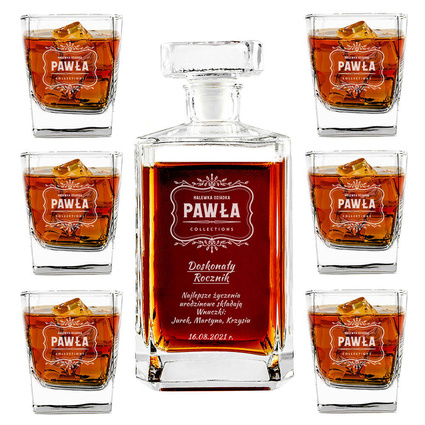 Karafka i 6 szklanek NA DZIEŃ DZIADKA z grawerem NALEWKA DZIADKA