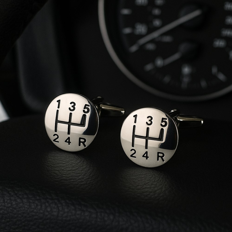 Spinki do mankietów SCHEMAT ZMIANY BIEGÓW – prezent DLA KIEROWCY