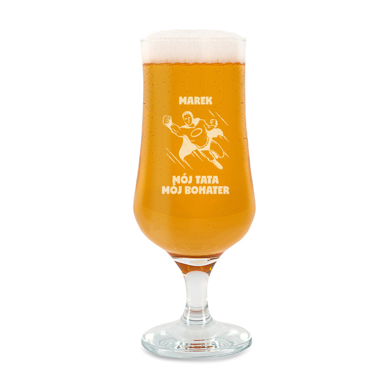 Personalizowane pokale do piwa z grawerem MÓJ TATA MÓJ BOHATER