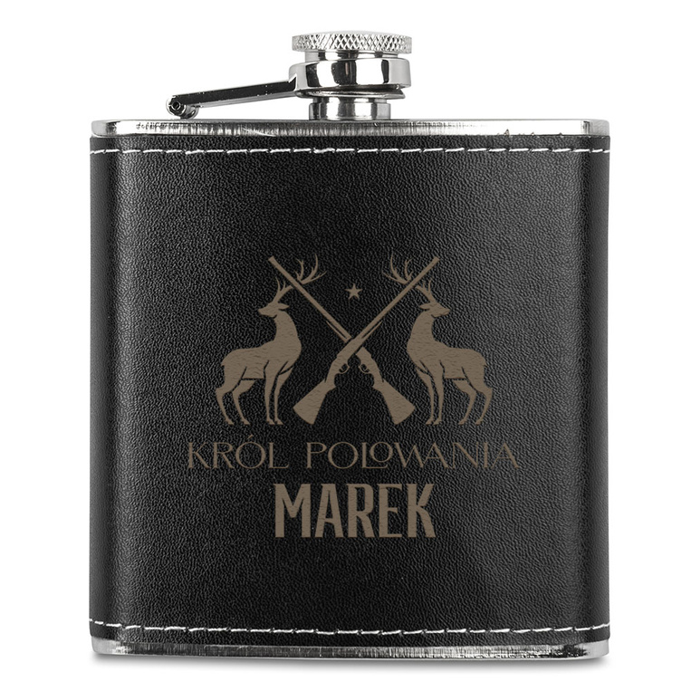 Piersiówka z grawerem KRÓL POLOWANIA + IMIĘ