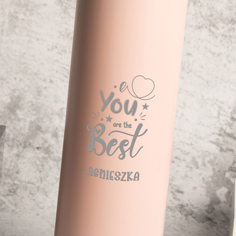Personalizowana butelka termiczna różowa z grawerem "You are the Best" + Imię
