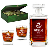 Prezent na 40 urodziny – personalizowana karafka i szklanki w skrzynce