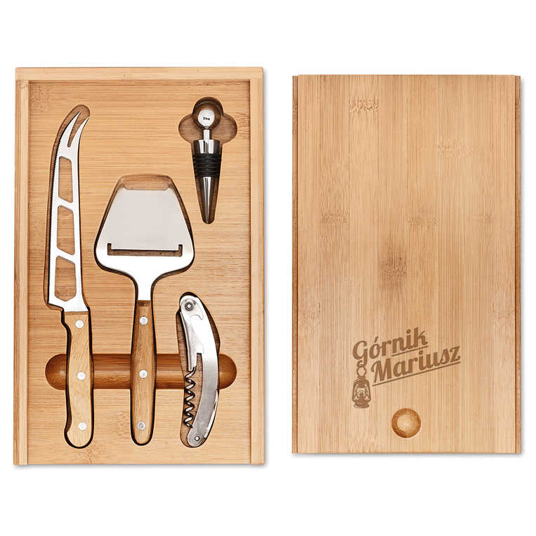 Grawerowany zestaw do serów i wina DLA GÓRNIKA prezent personalizowany