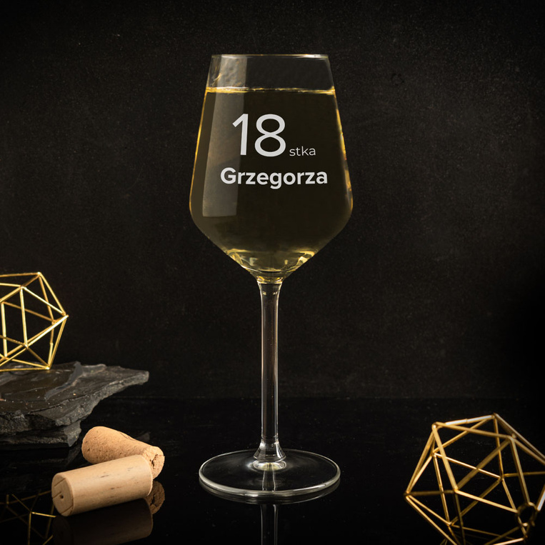 Kieliszek do wina białego na PREZENT na 18-stkę dla NIEGO