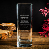 Szklany wazon z grawerem – PODZIĘKOWANIA za lata współpracy EMERYTURA