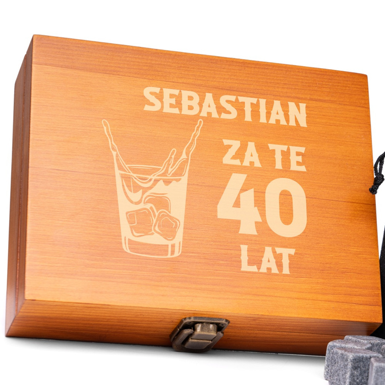 Personalizowane kamienie do whisky na prezent 40 URODZINY