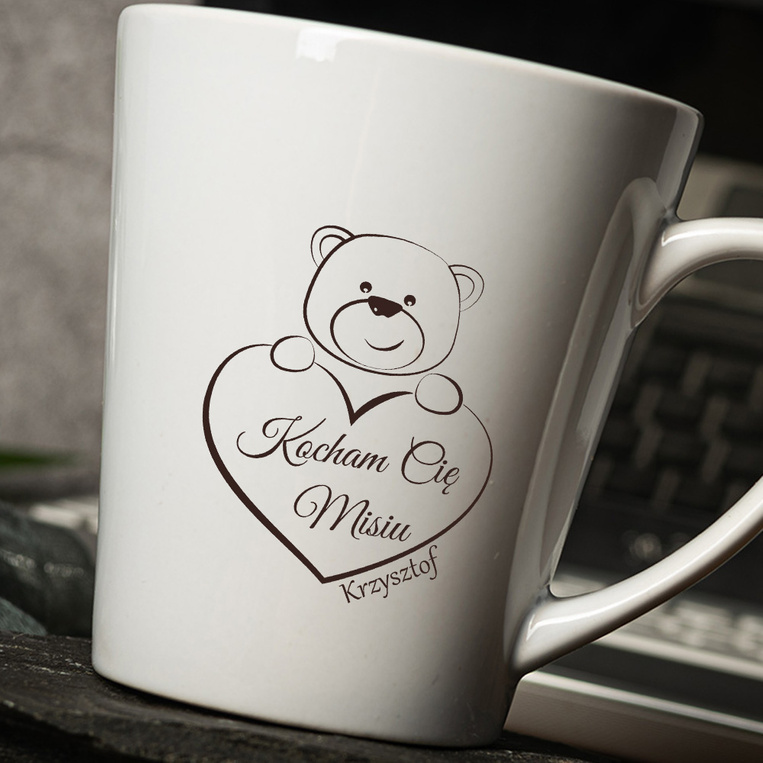 Kubek Latte z nadrukiem KOCHAM CIĘ MISIU + IMIĘ z okazji WALENTYNEK