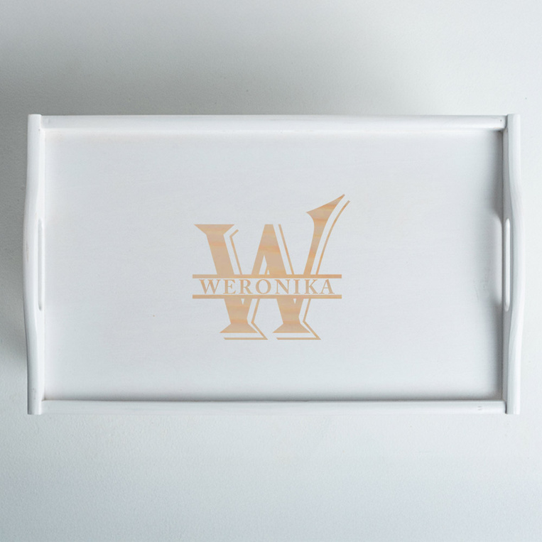 Stolik śniadaniowy z grawerem MONOGRAM IMIĘ – prezent DLA NIEJ