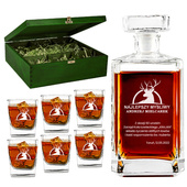 Prezent dla myśliwego - Zestaw do whisky z personalizacją | Karafka + 6 szklanek