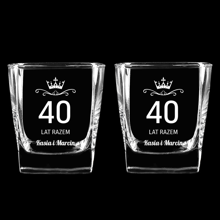 GRAWEROWANE 2 szklanki do whisky na 40 ROCZNICĘ ŚLUBU