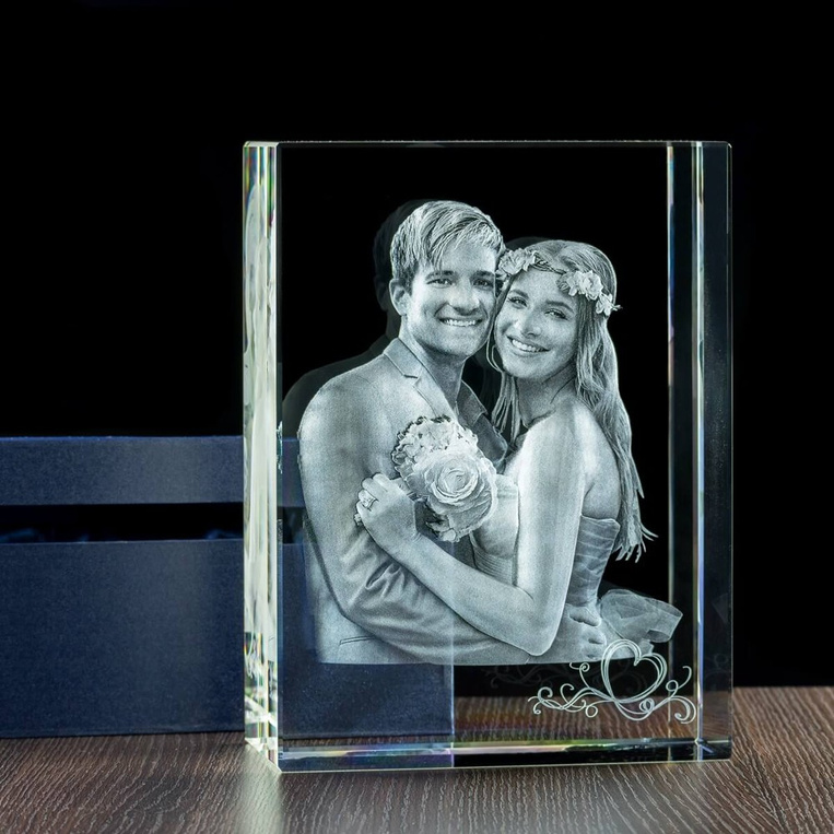 Fotokryształ 3D olbrzymi - 200x270x100 mm - zdjęcie pary osób Ślub Rocznica