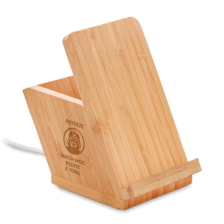 Ładowarka bezprzewodowa z grawerem NIECH MOC BĘDZIE Z TOBĄ + IMIĘ