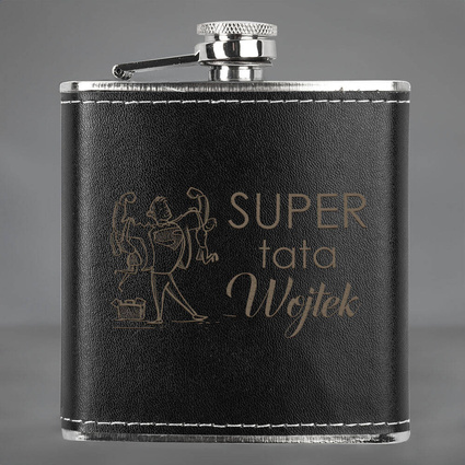 Piersiówka z grawerem SUPER TATA + IMIĘ