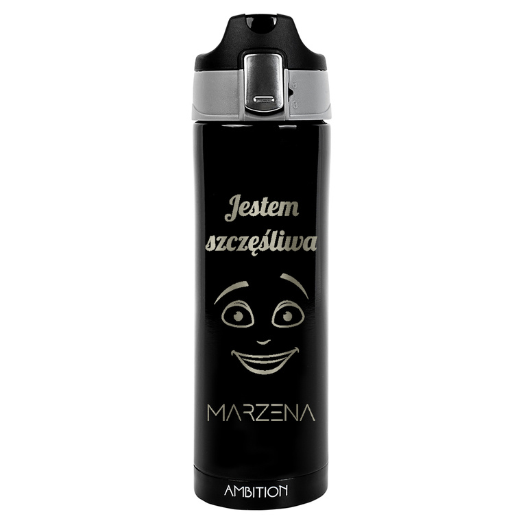 Kubek termiczny z grawerem JESTEM SZCZĘŚLIWA i imieniem na prezent DLA NIEJ