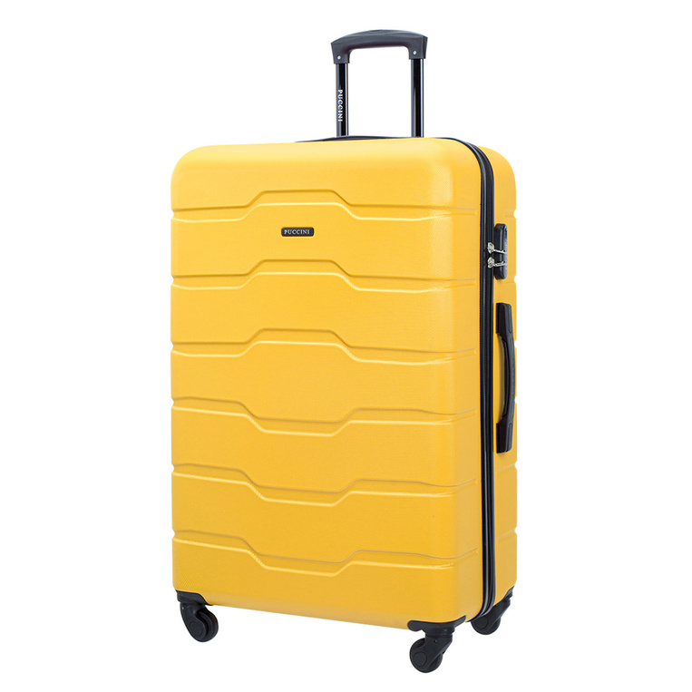 Personalizowana walizka duża Puccini – żółta, GRAWEROWANE INICJAŁY