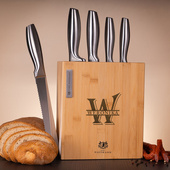 Zestaw 5 noży w bambusowym bloku i grawerem – PREZENT DLA NIEJ