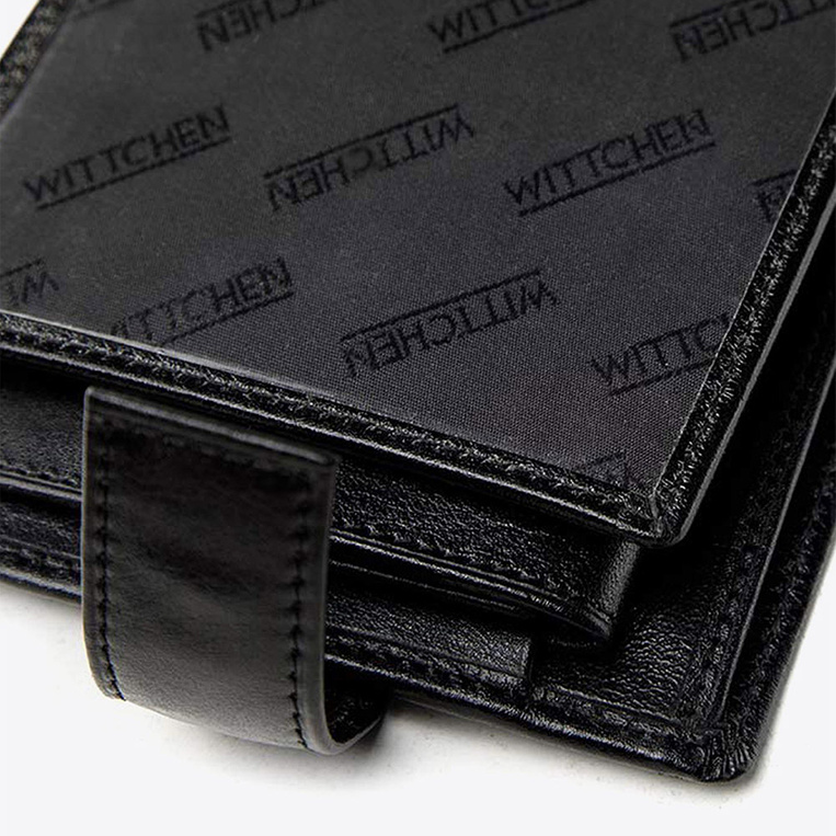 Duży skórzany portfel męski Wittchen INICJAŁY i zapięcie