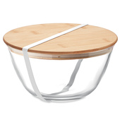 GRAWEROWANA szklana salaterka z bambusowym wieczkiem TWÓJ PROJEKT