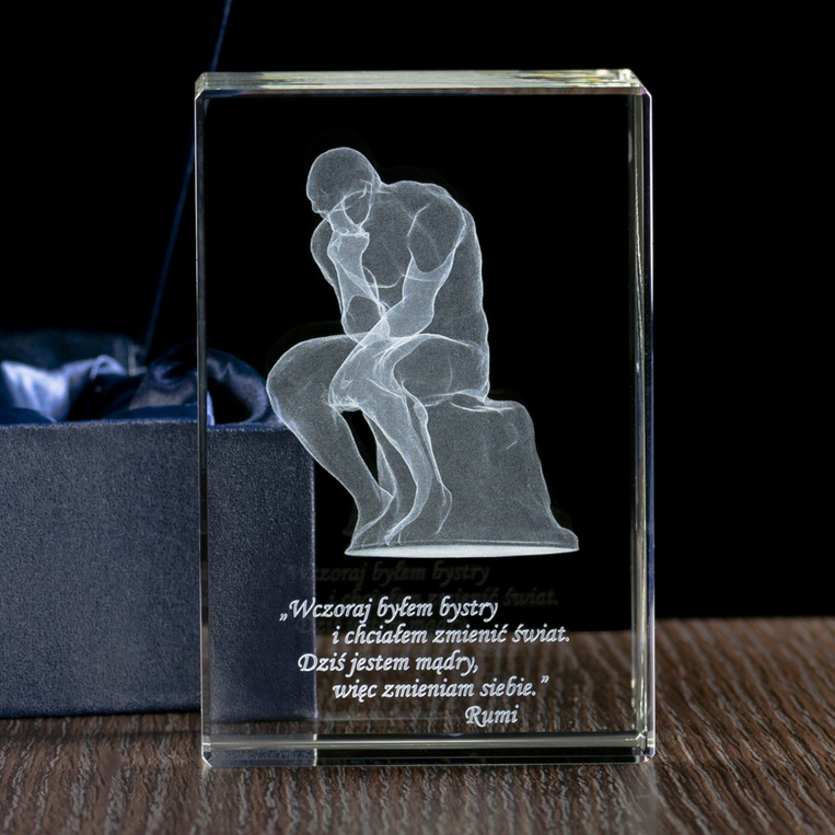 Myśliciel - rzeźba Auguste'a Rodina wygrawerowana w statuetce 3D