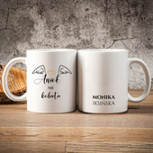 Kubek z nadrukiem ANIOŁ NIE KOBIETA + IMIĘ prezent DLA NIEJ