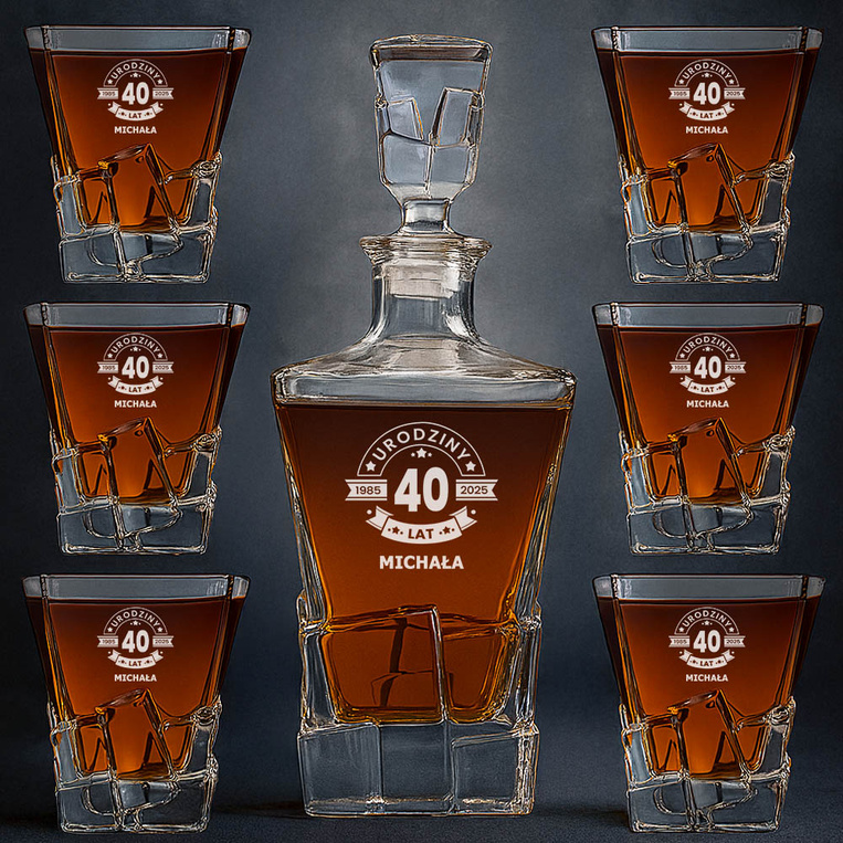 Zestaw do whisky PREMIUM na 40 URODZINY – personalizowany prezent