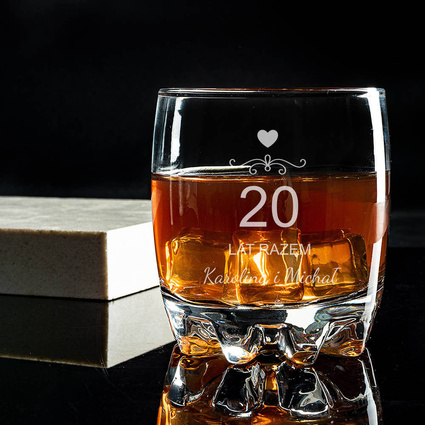 Szklanka do whisky z grawerem Z OKAZJI 20 ROCZNICY ŚLUBU