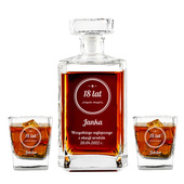 Zestaw do whisky - karafka i 2 szklanki na 18 URODZINY