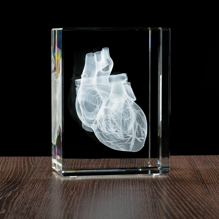 Serce 3D w dużej statuetce 150x200x100 mm - Grawer Prezent Medyczny Podziękowania