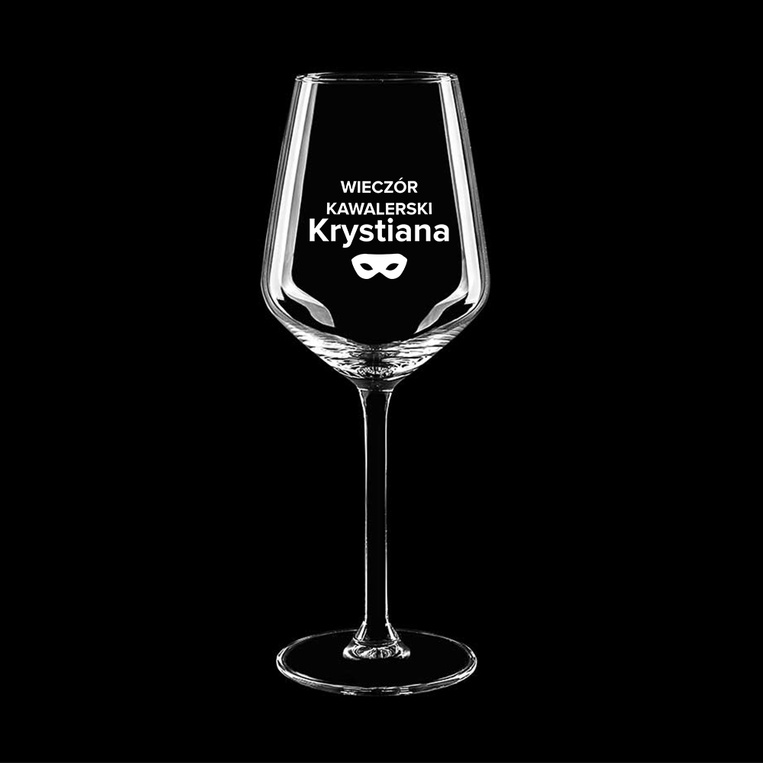 Kieliszek do wina białego na prezent WIECZÓR KAWALERSKI