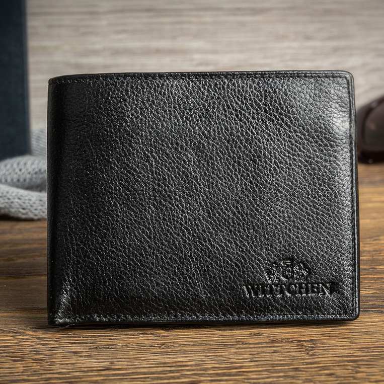 Portfel Wittchen męski czarny TŁOCZONE INICJAŁY personalizowany prezent