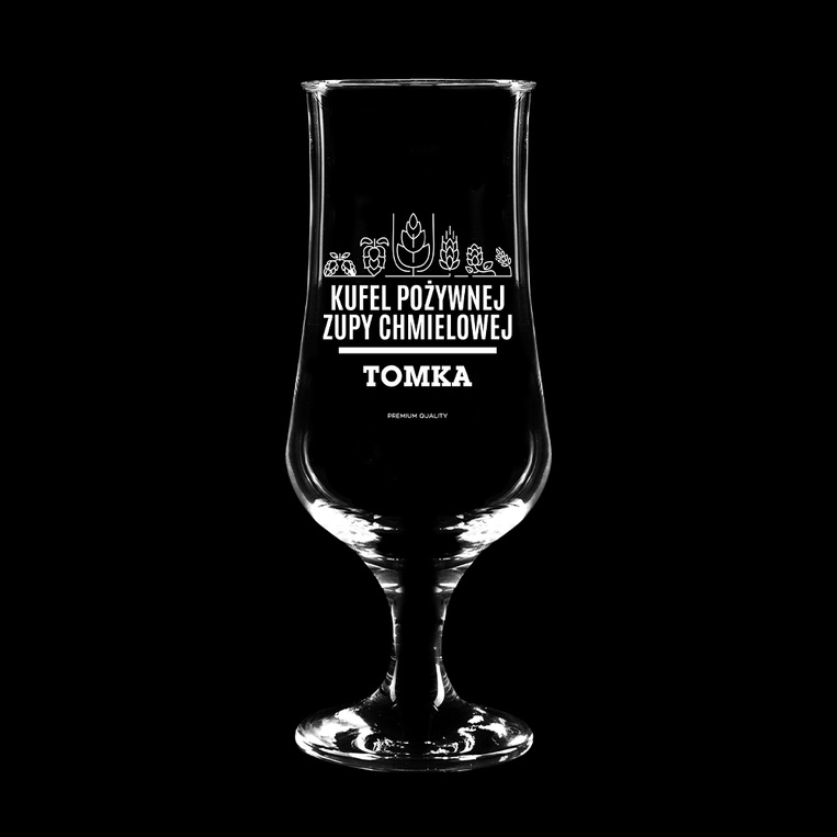 Pokale do piwa z grawerem KUFEL POŻYWNEJ ZUPY CHMIELOWEJ + IMIĘ